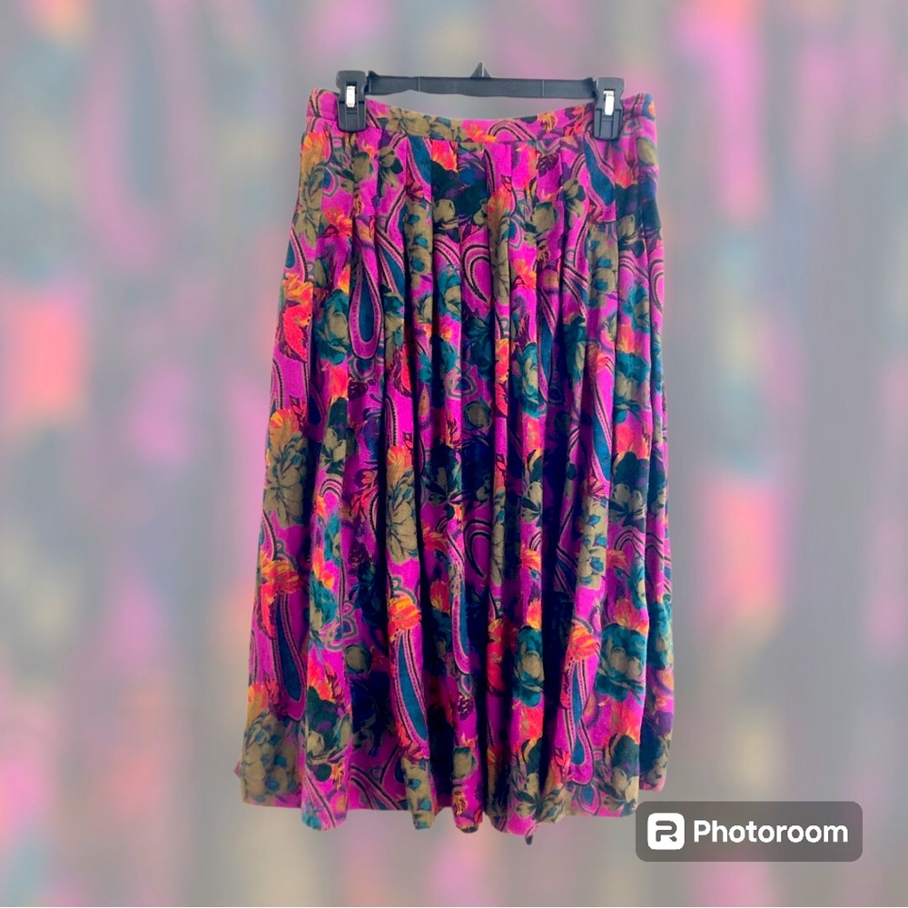 Vintage floral and paisley pleated skirt - made in Italy